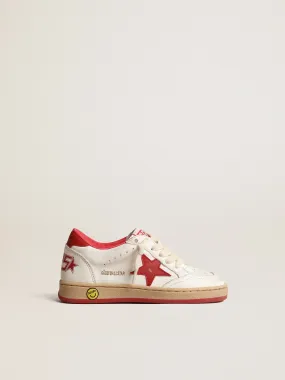 Ball Star Junior en nappa avec étoile et contrefort en cuir rouge | Golden Goose