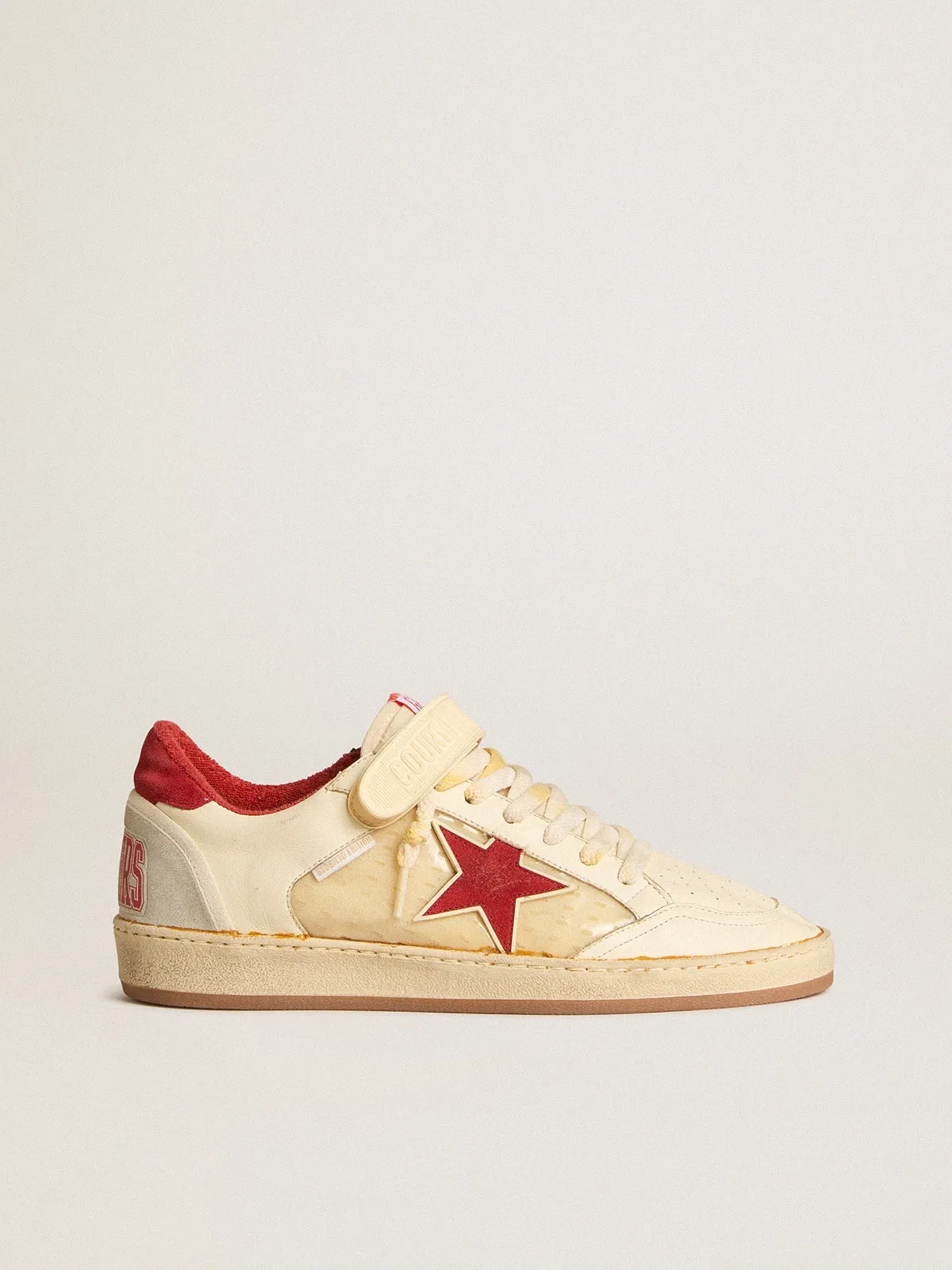 Ball Star LAB pour homme en cuir nappa et PVC avec étoile et contrefort en daim rouge | Golden Goose