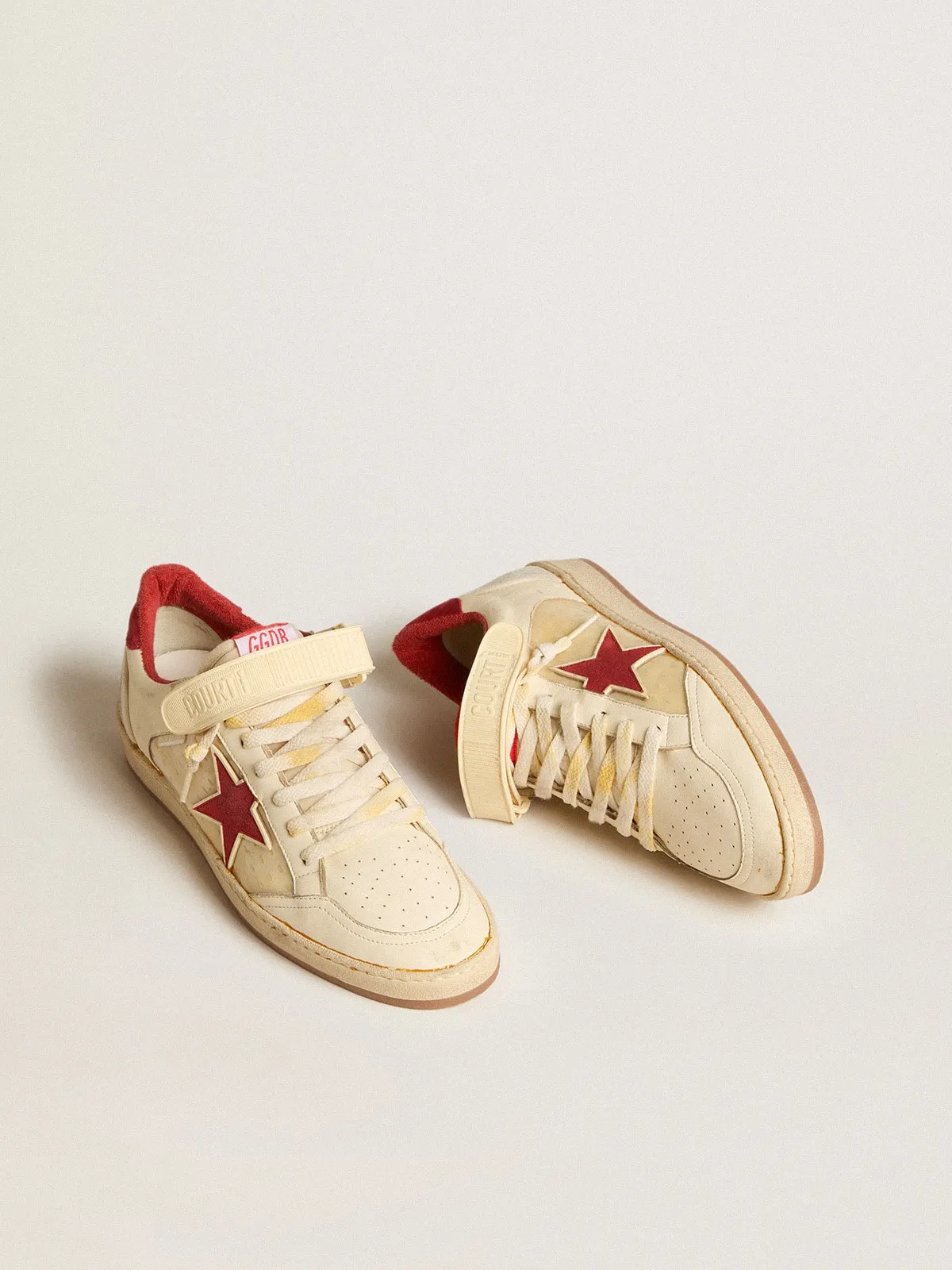 Ball Star LAB pour homme en cuir nappa et PVC avec étoile et contrefort en daim rouge | Golden Goose