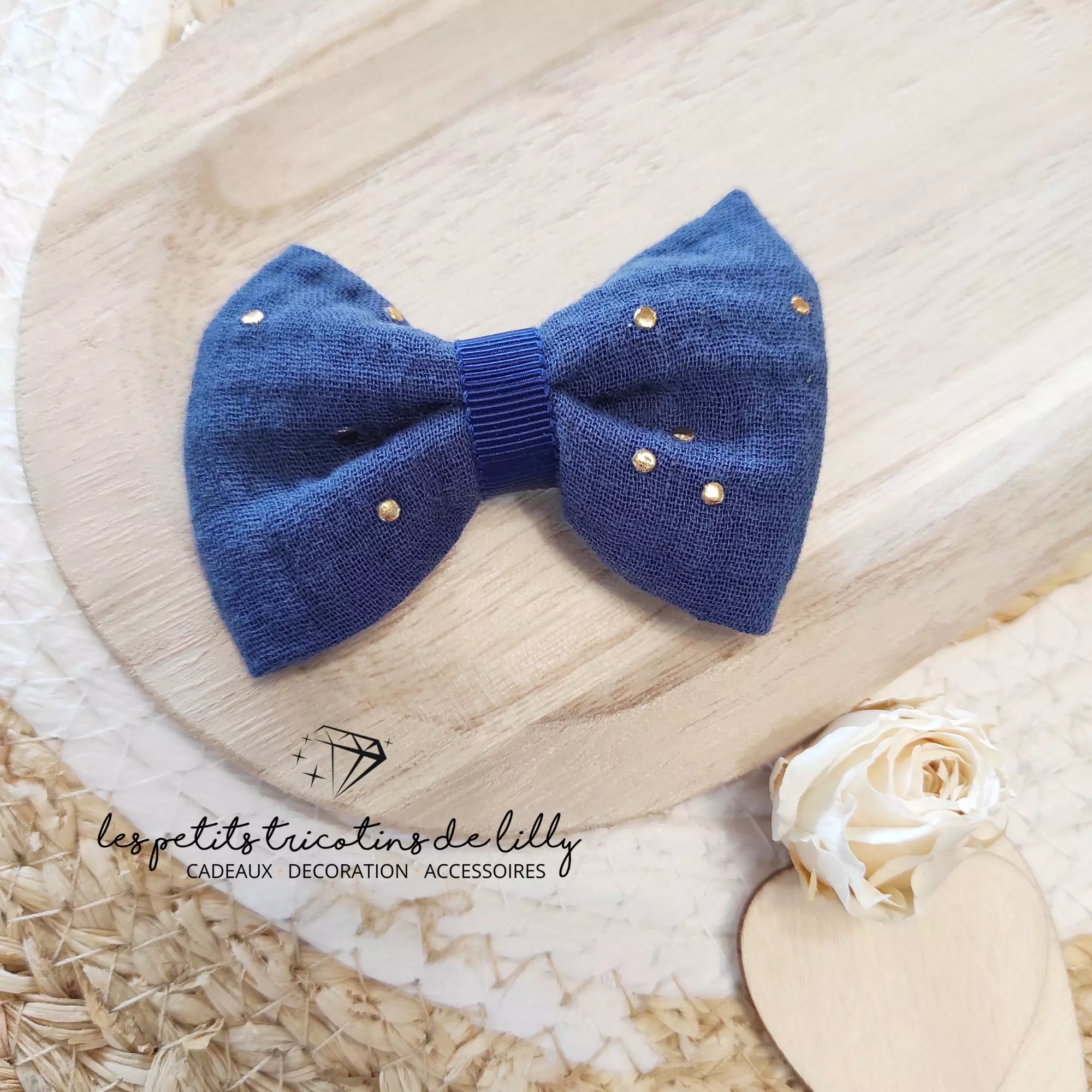 BARRETTE GROS NOEUD BLEU MARINE