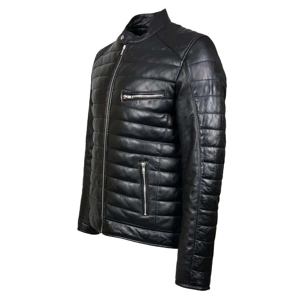 blouson motard cuir homme nuit