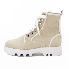 Boots demi-saison en toile et cuir gris - Hogl - Scarpe