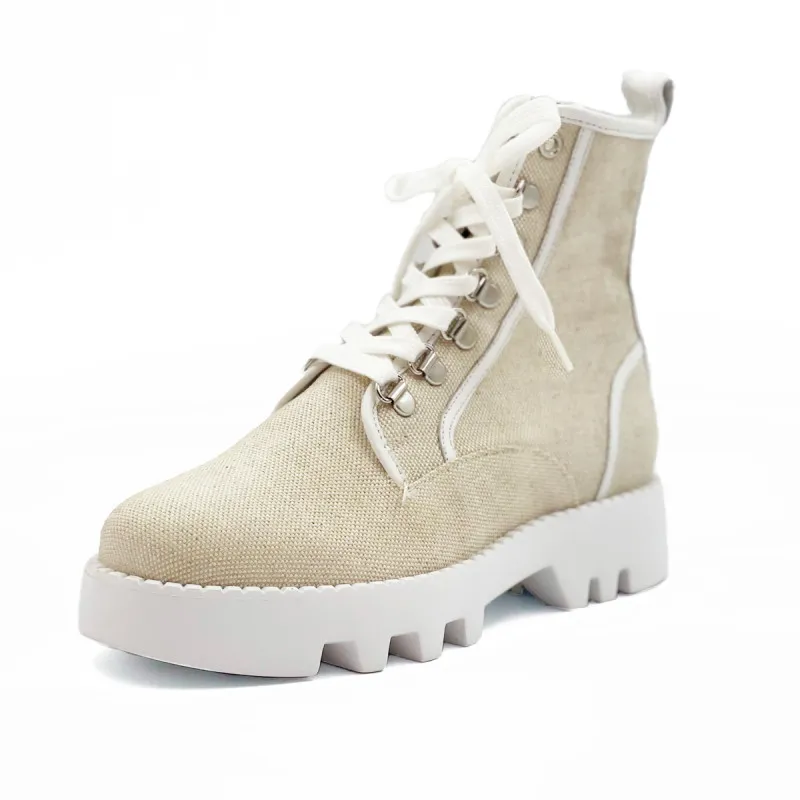 Boots demi-saison en toile et cuir gris - Hogl - Scarpe