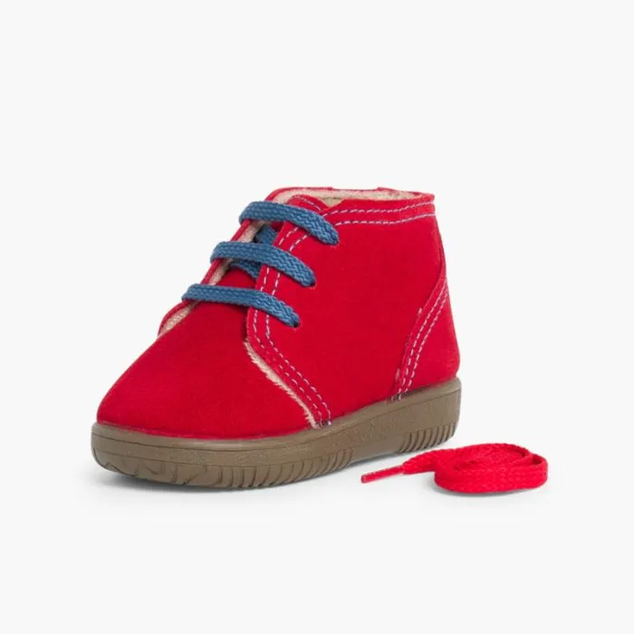 Bottes en suède avec coutures de couleurs pour Enfants