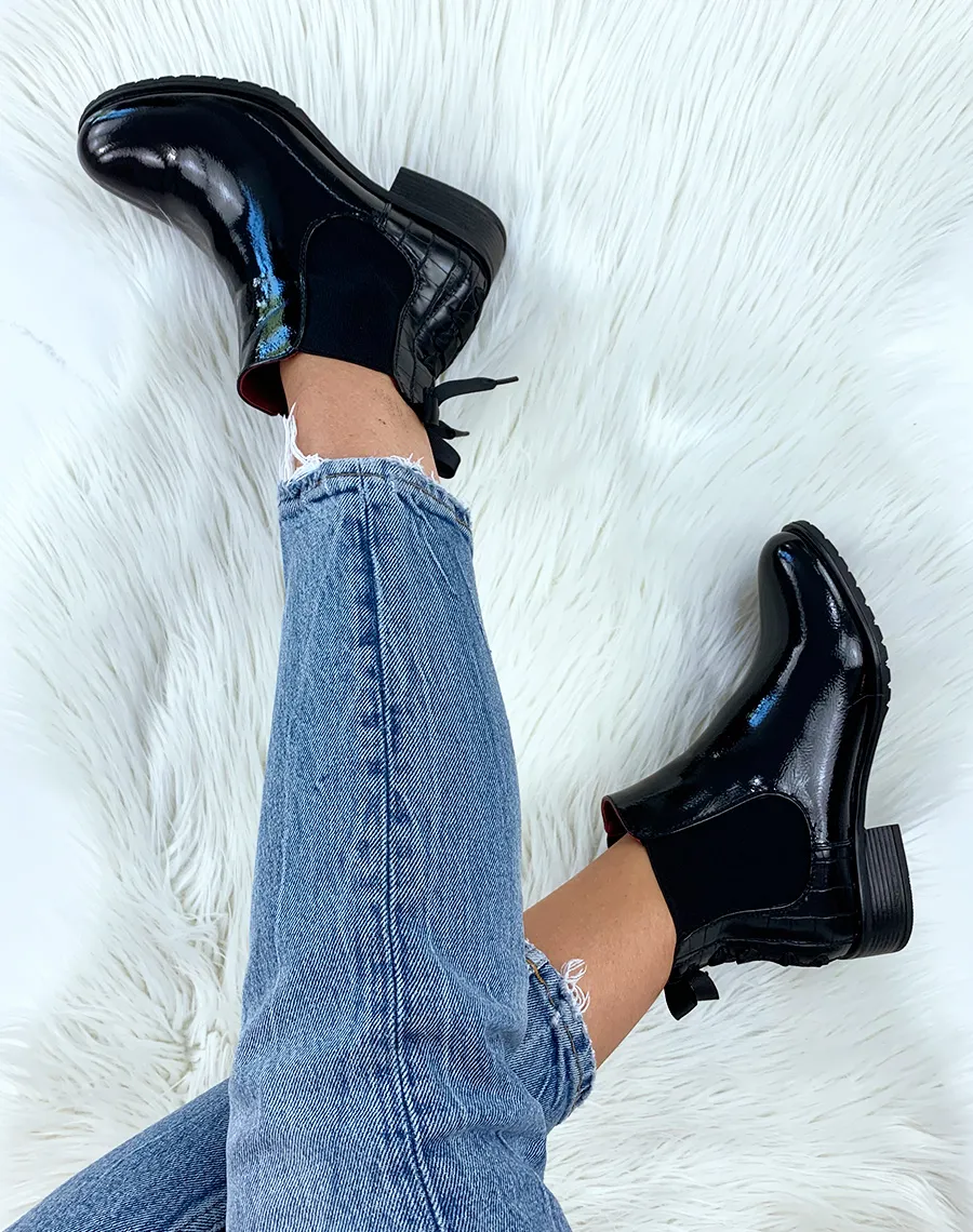 Bottines basses vernies noires