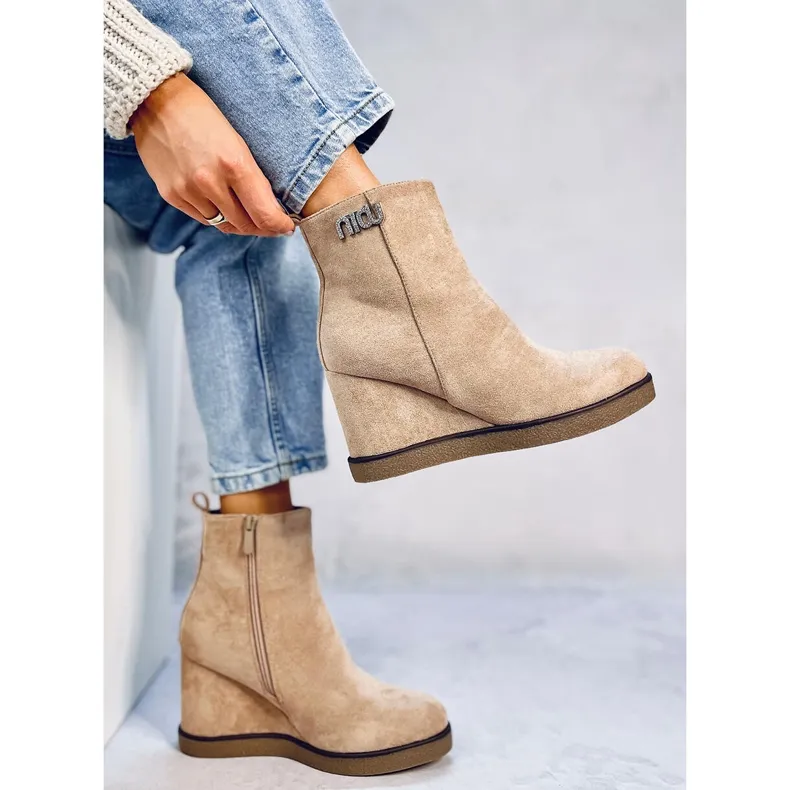 Bottines compensées Rochelle Kaki beige