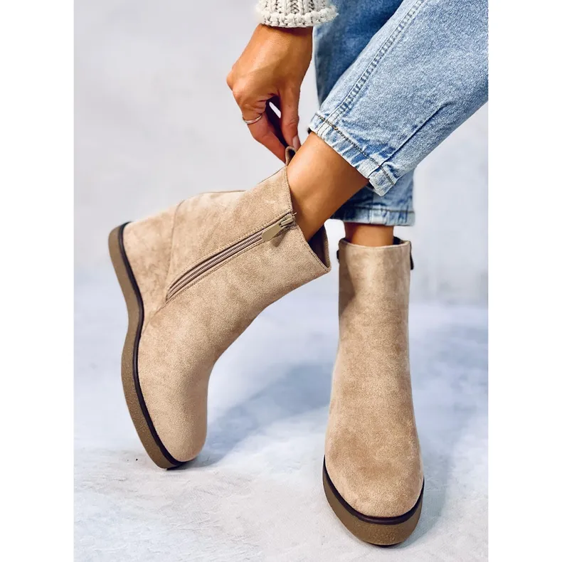 Bottines compensées Rochelle Kaki beige