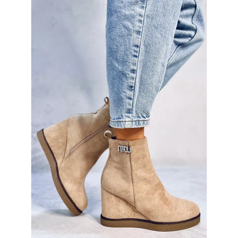 Bottines compensées Rochelle Kaki beige