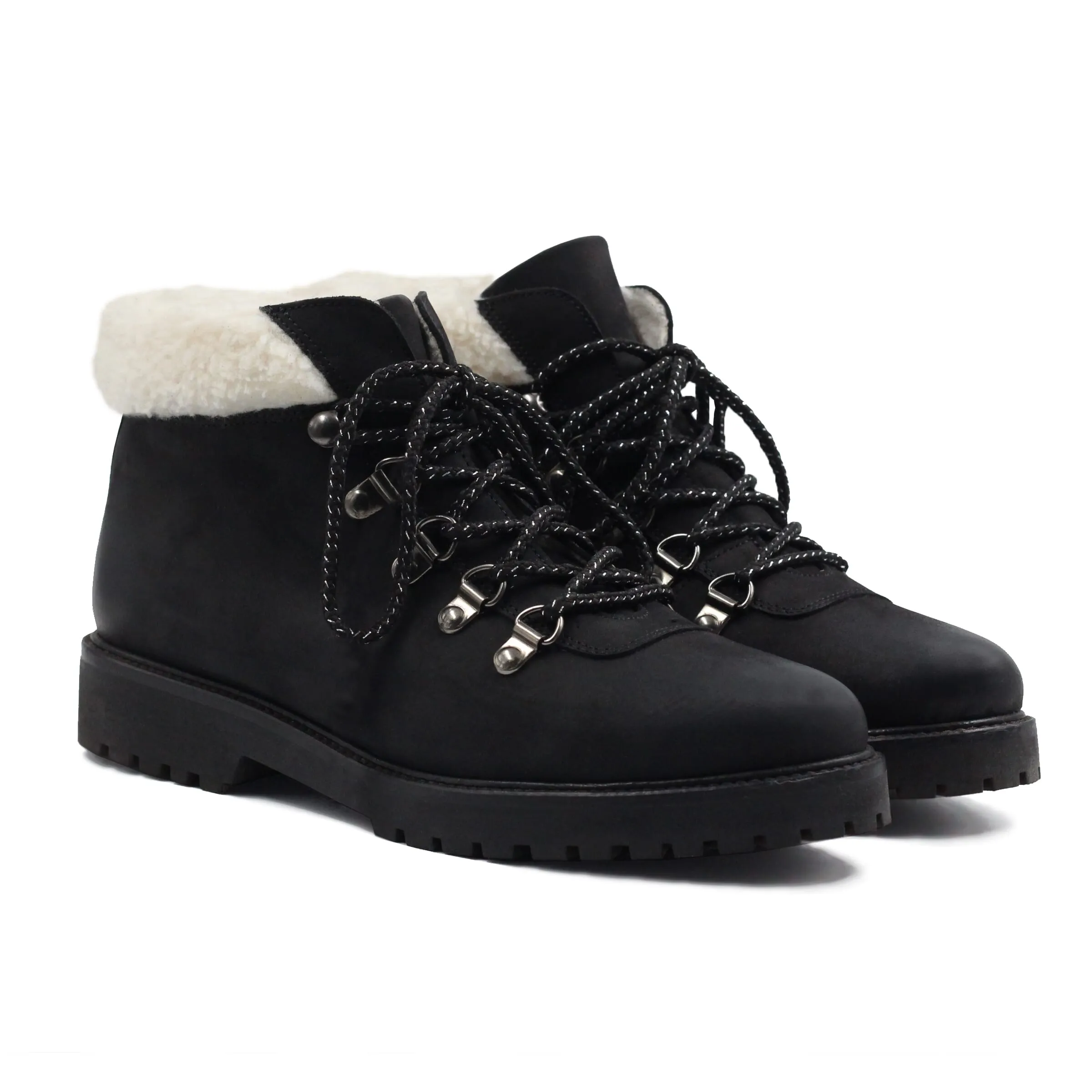 Bottines fourrées cuir nubuck noir