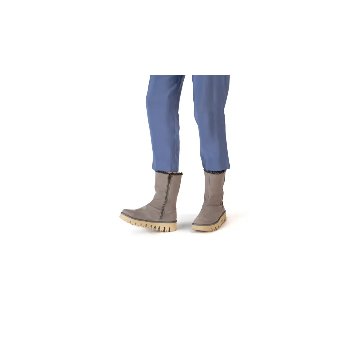 Bottines fourrées à semelles crantées - Gris