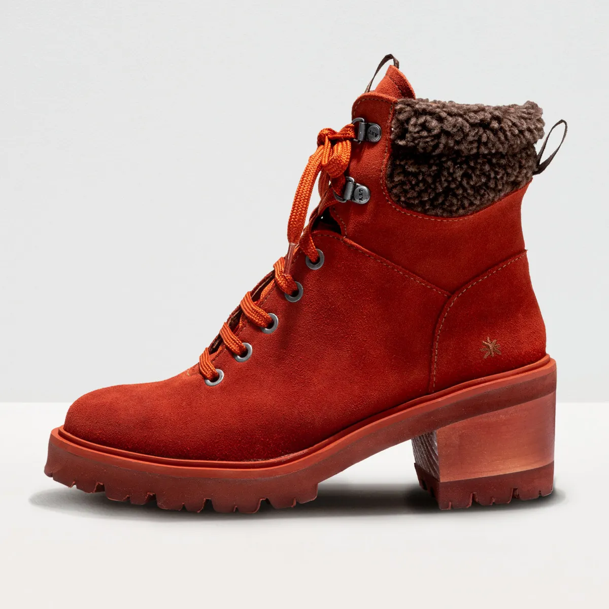 Bottines à talon lacées - Rouge