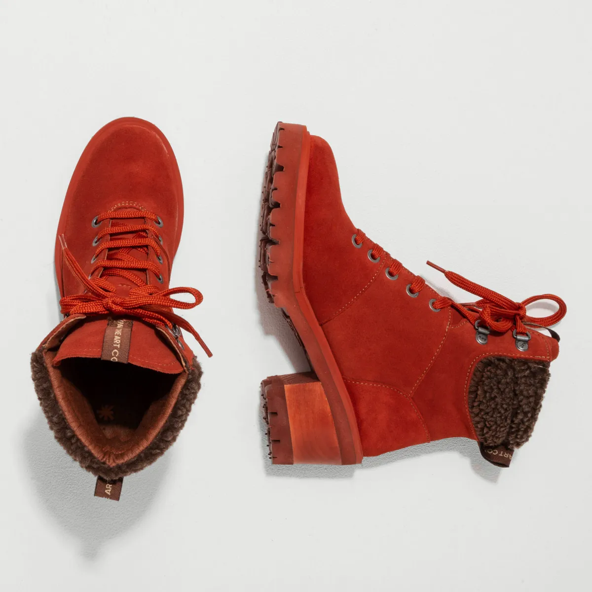 Bottines à talon lacées - Rouge