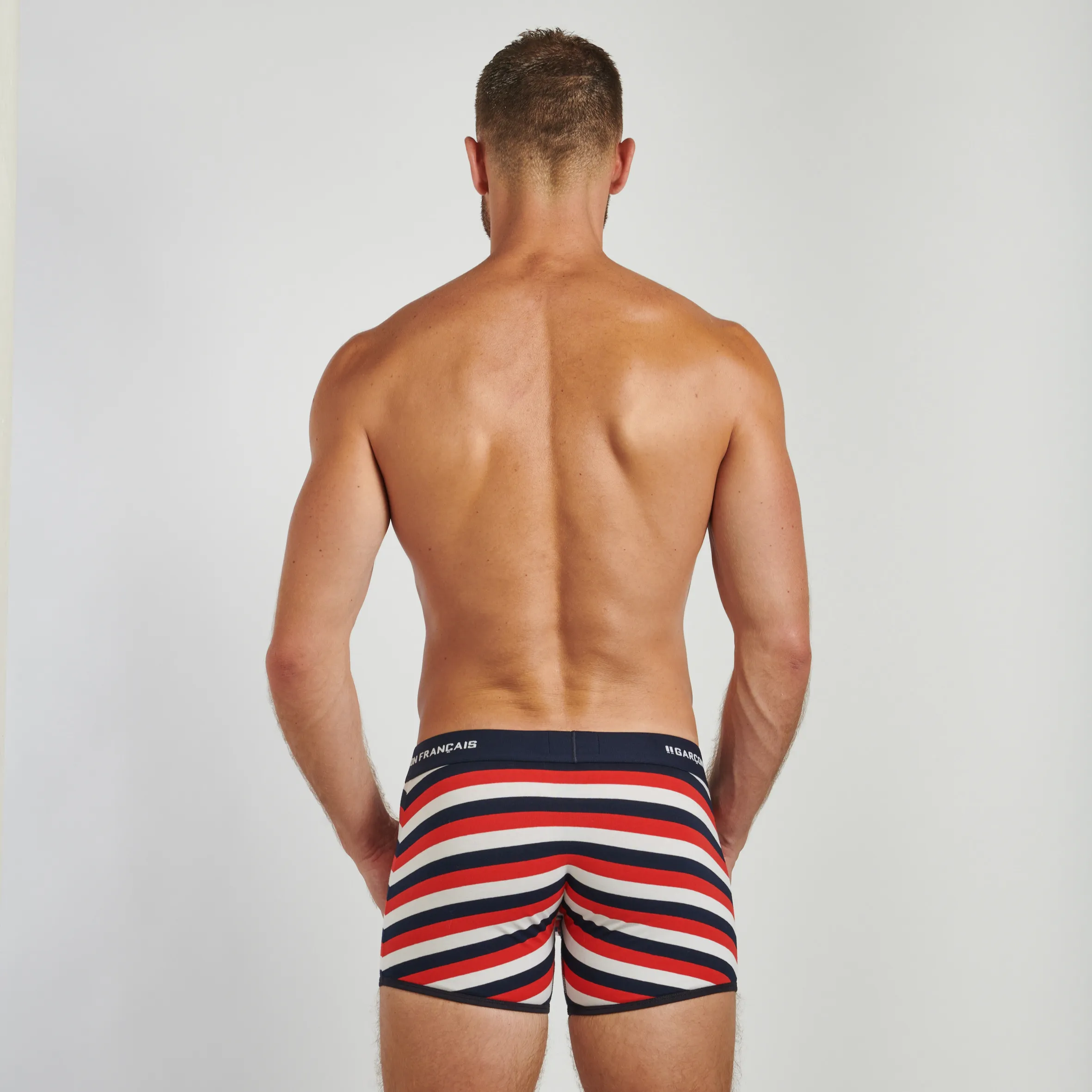 Boxer long rayures tricolores