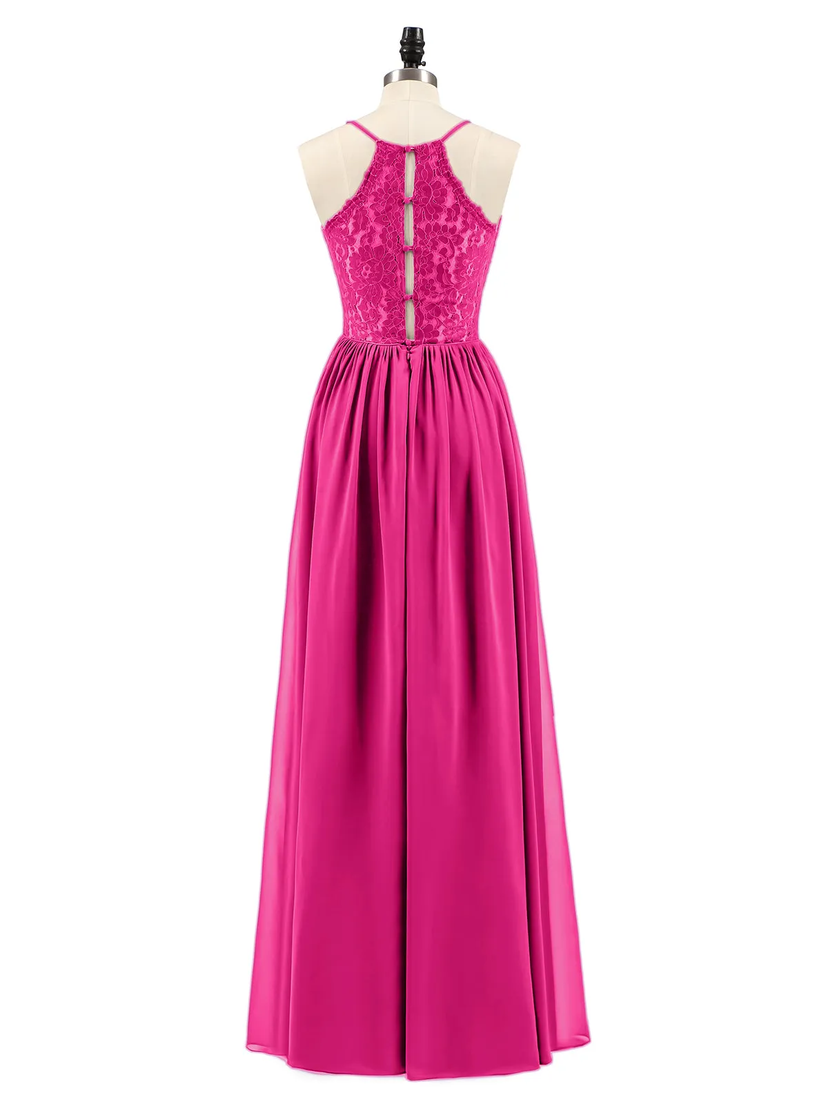 Bretelles Spaghetti Mousseline Robe avec Col en Cœur Fuchsia Grande Taille