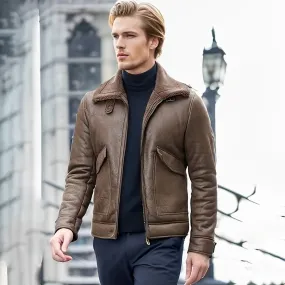 Bryon - Veste élégante en fourrure et cuir pour homme