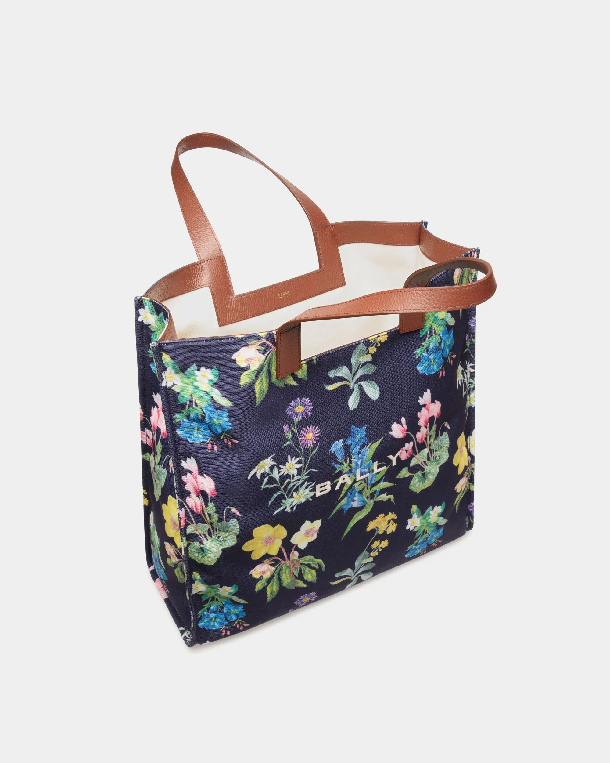 Cabas Easy Bally En Toile Imprimée Mountain Flower Et Cuir