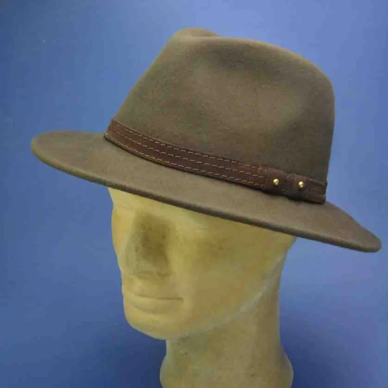 Chapeau en feutre de laine olive | Chapeau pour homme et femme