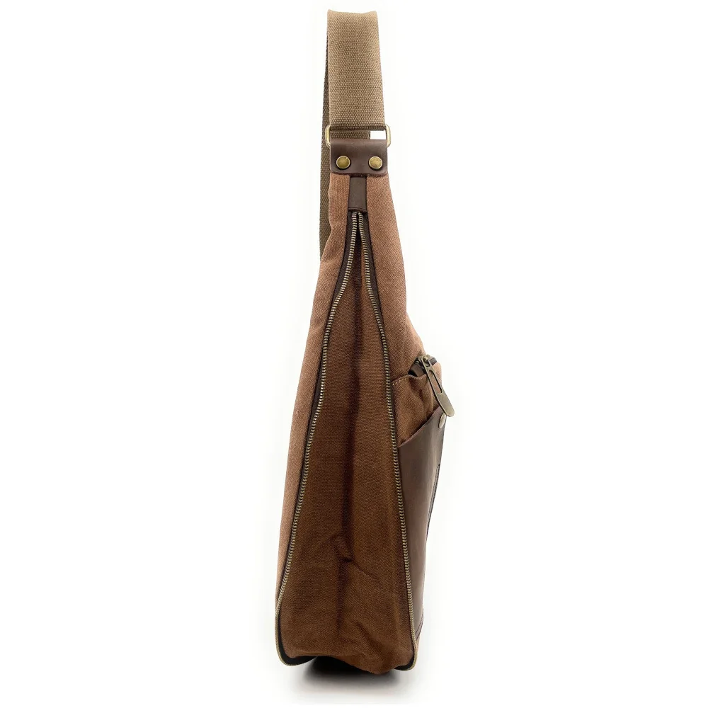 Collection sacoche | Sac besace holster en cuir italien et toile FEROE