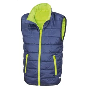 Doudoune sans manches enfant - R234J/Y  - bleu marine et vert lime 