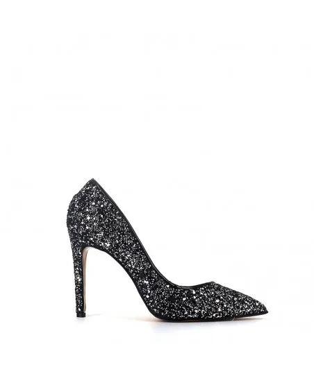 Escarpin Glitter NOIR à Talon Haut