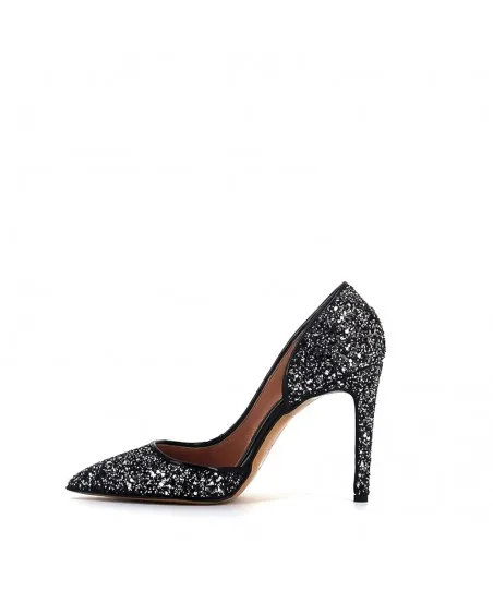 Escarpin Glitter NOIR à Talon Haut