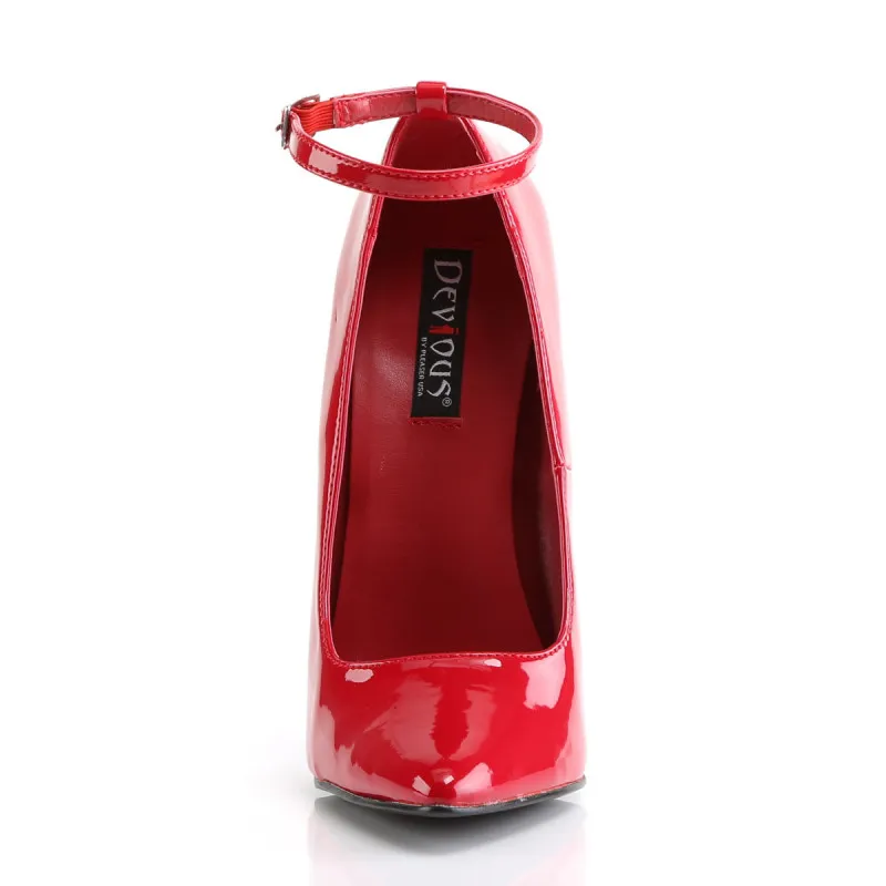 Escarpin sexy rouge vernis à haut talon aiguille chromé 15 cm | C Le Pied