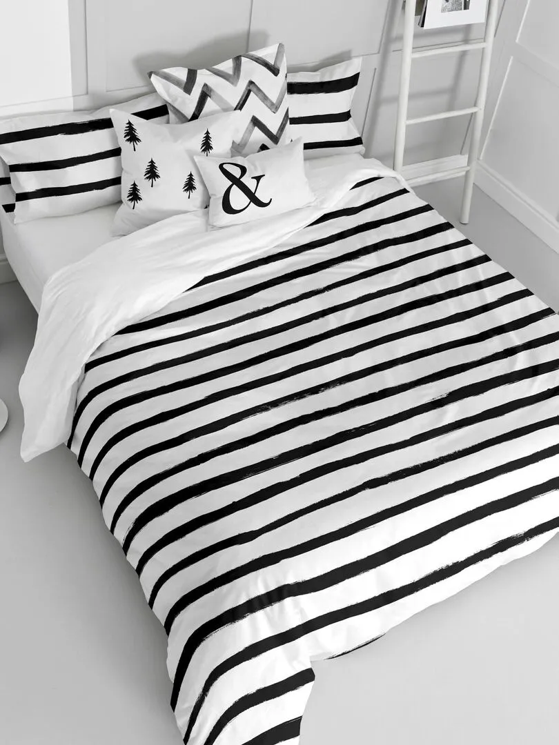 Housse de couette Stripes "Happyfriday" - Blanc