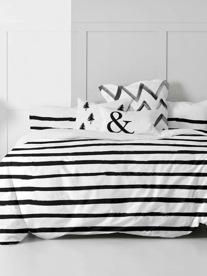 Housse de couette Stripes "Happyfriday" - Blanc