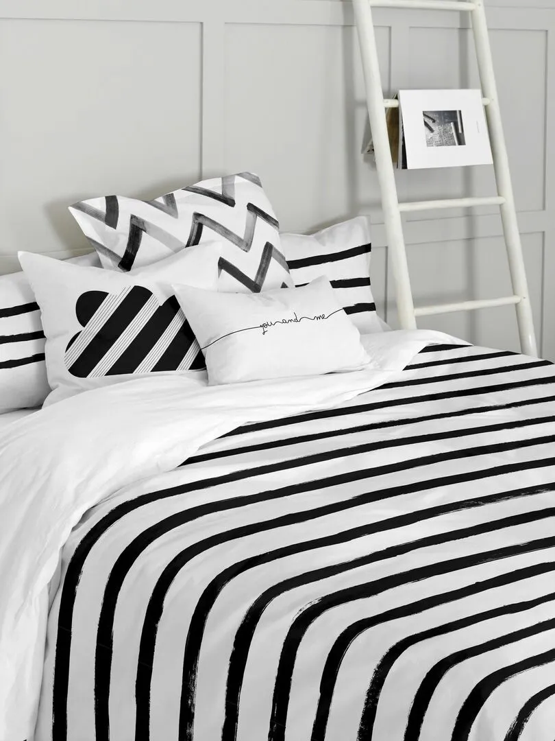 Housse de couette Stripes "Happyfriday" - Blanc