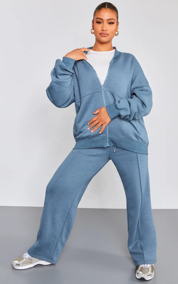 Jogging large deluxe oversize bleu acier à pinces