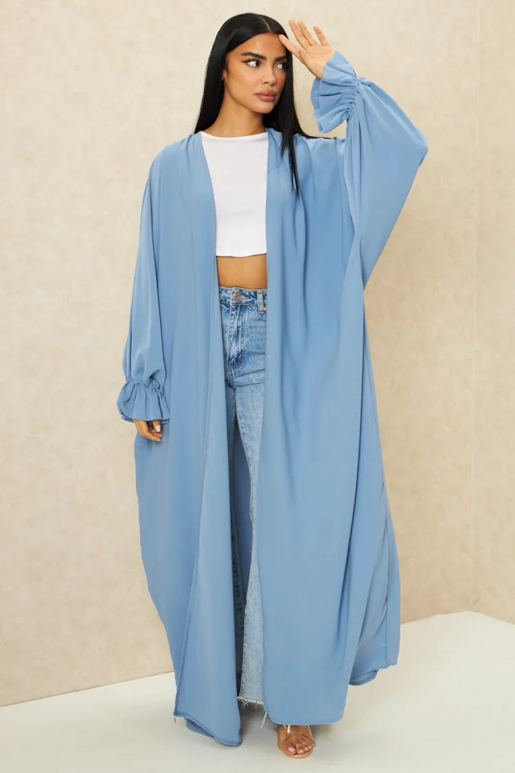 Kimono long ouvert bleu