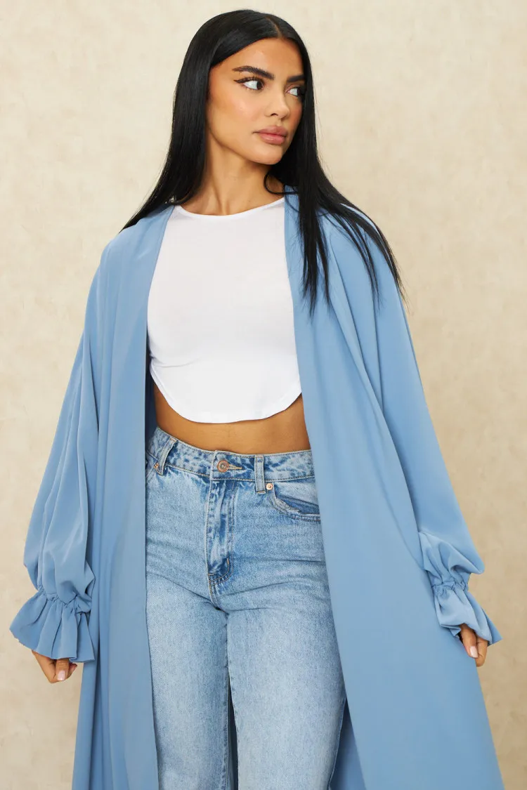 Kimono long ouvert bleu