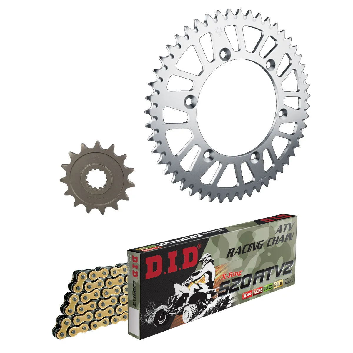 Kit chaine 520 acier DID - HONDA 450 TRX R 2006-2014