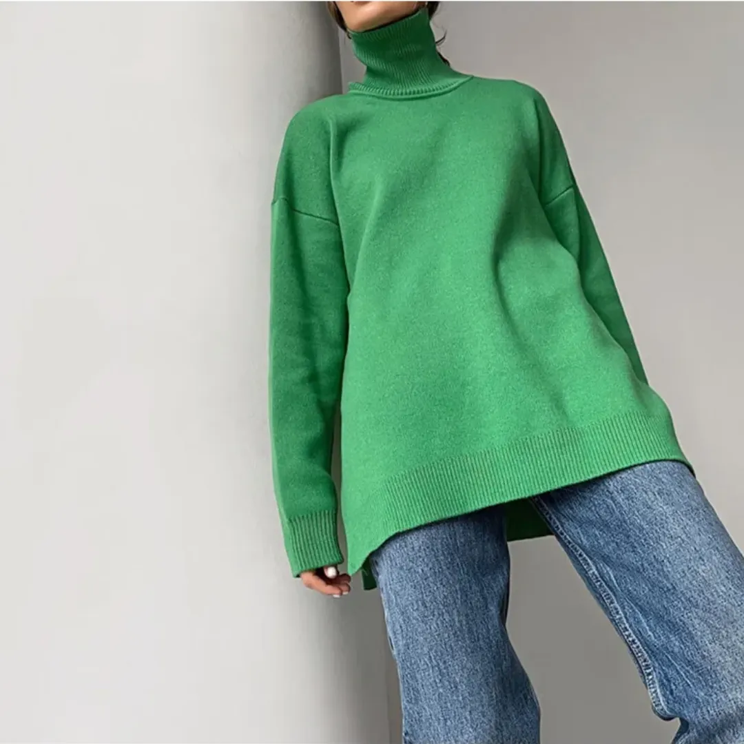 Laine | Pull Oversize à Col Roulé | Confortable & légant