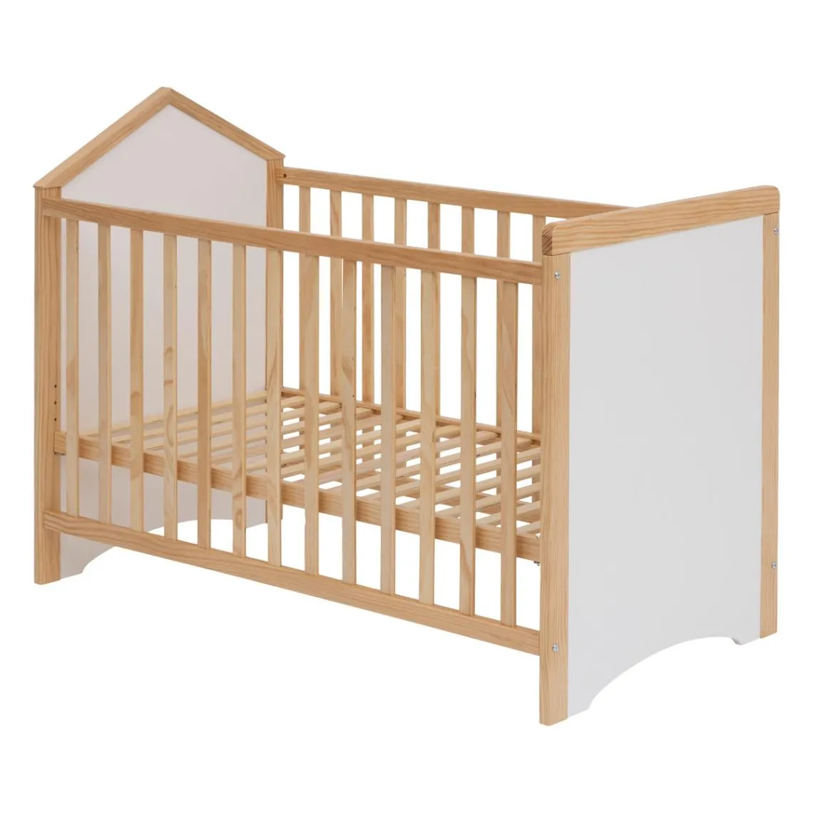 Lit bébé avec sommier intégré Blanc en Pin 
