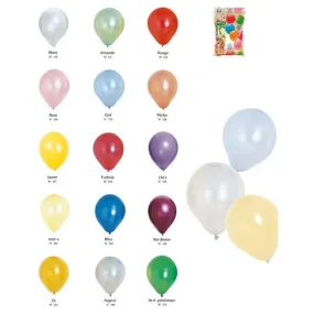 Lot de 100 Ballons Latex 40 cm Métallisés aux Différentes Couleurs