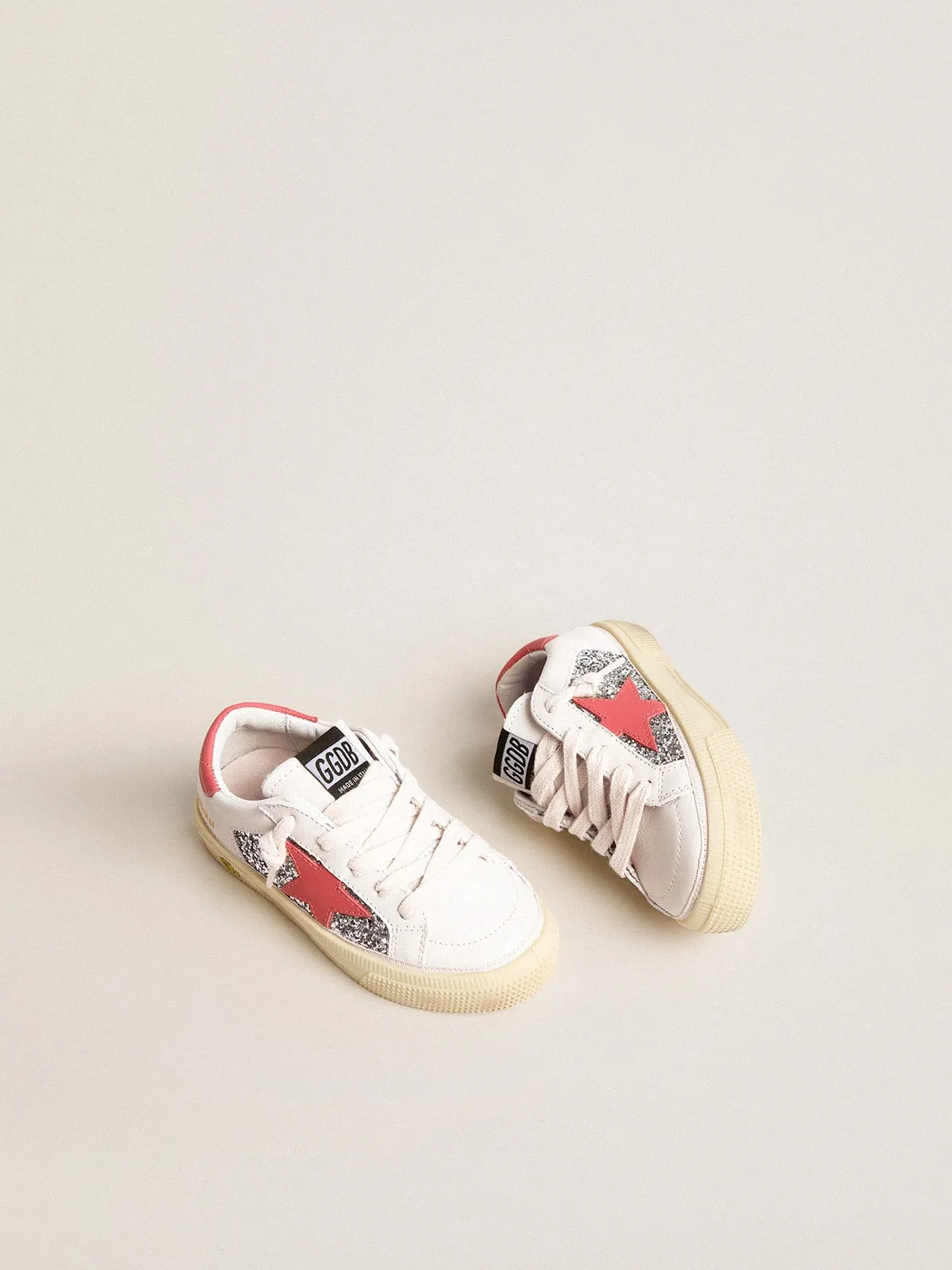 May Junior avec étoile en cuir et contrefort rouges | Golden Goose