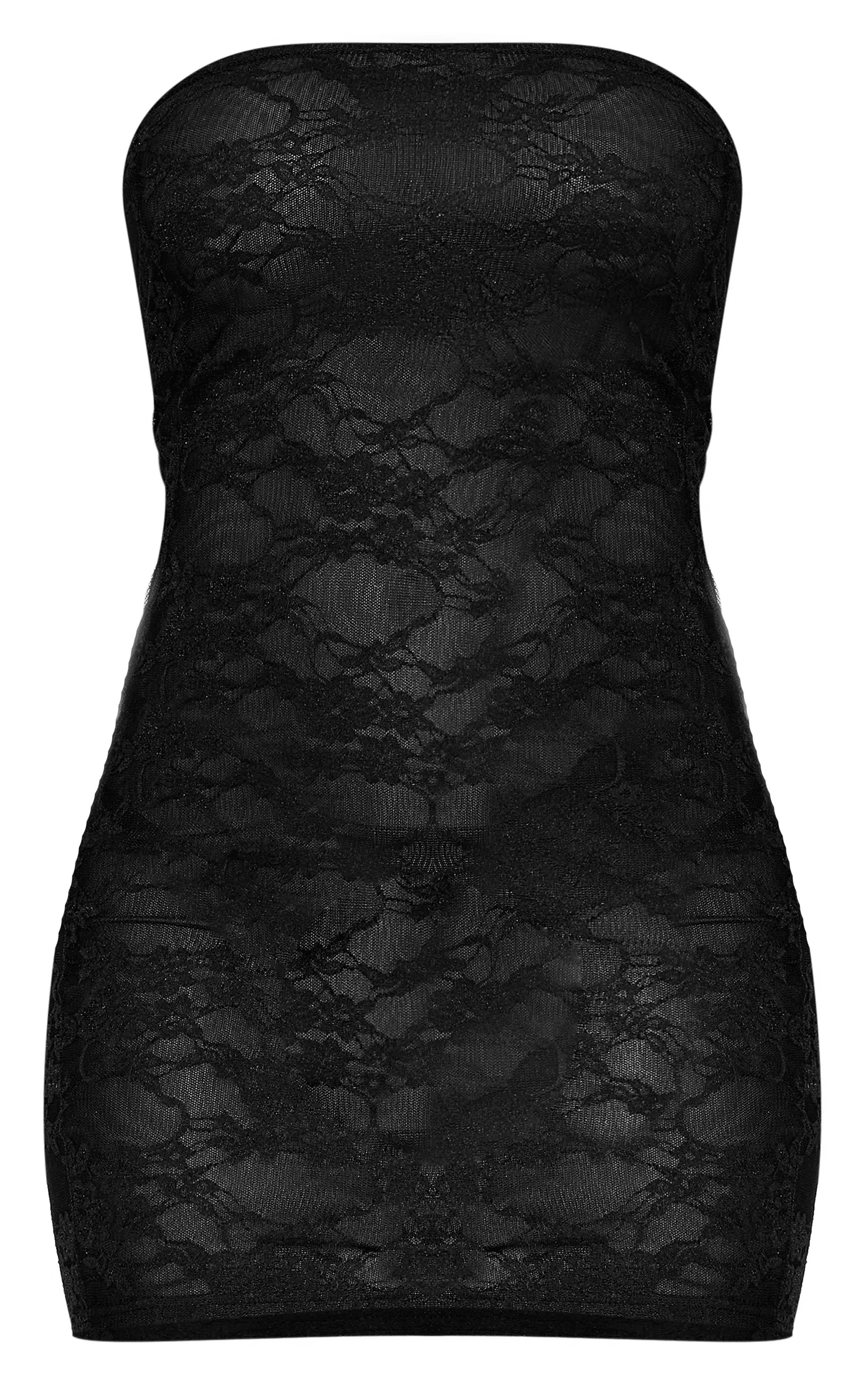 Mini-robe moulante bustier en dentelle noire