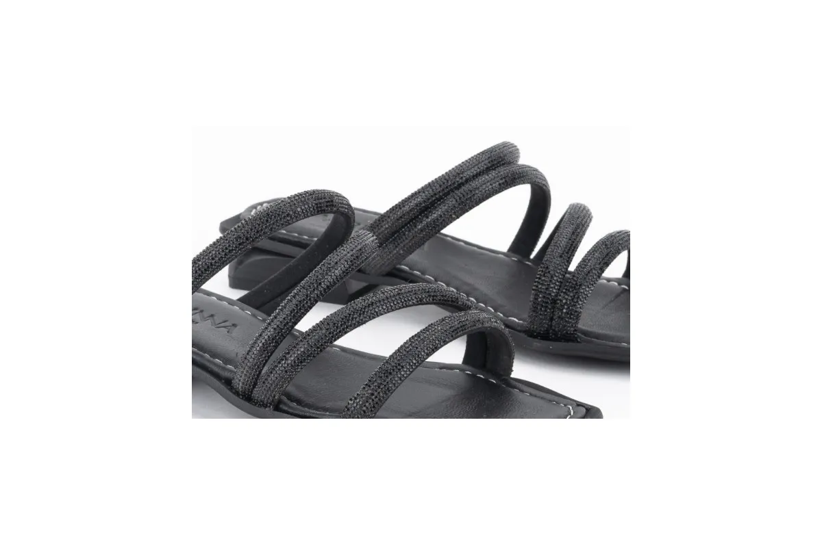 Mules à petit talon multi lanières - Noir