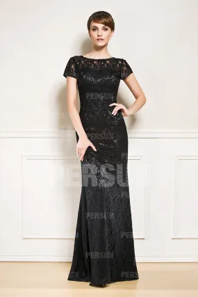 Noire robe fourreau en dentelle pour mariage