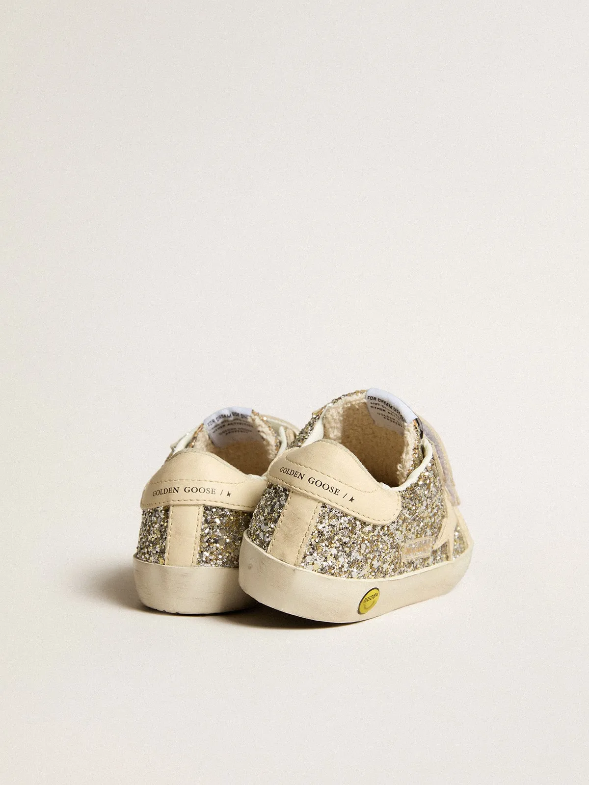 Old School Junior à paillettes avec étoile et contrefort en cuir | Golden Goose