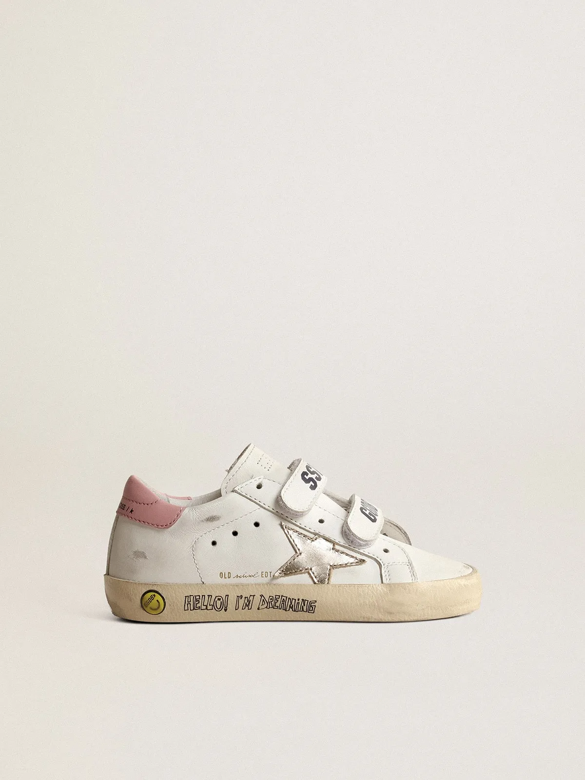 Old School Young avec étoile en cuir lamé et contrefort rose | Golden Goose