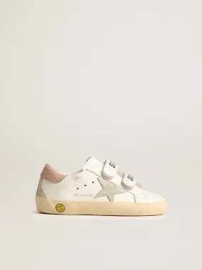 Old School Young en cuir avec étoile en daim gris et contrefort vieux rose | Golden Goose