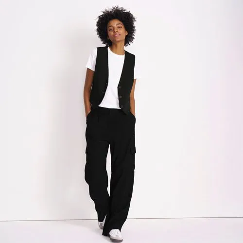 Pantalon Cargo Large Fluide, Femme Stature Standard