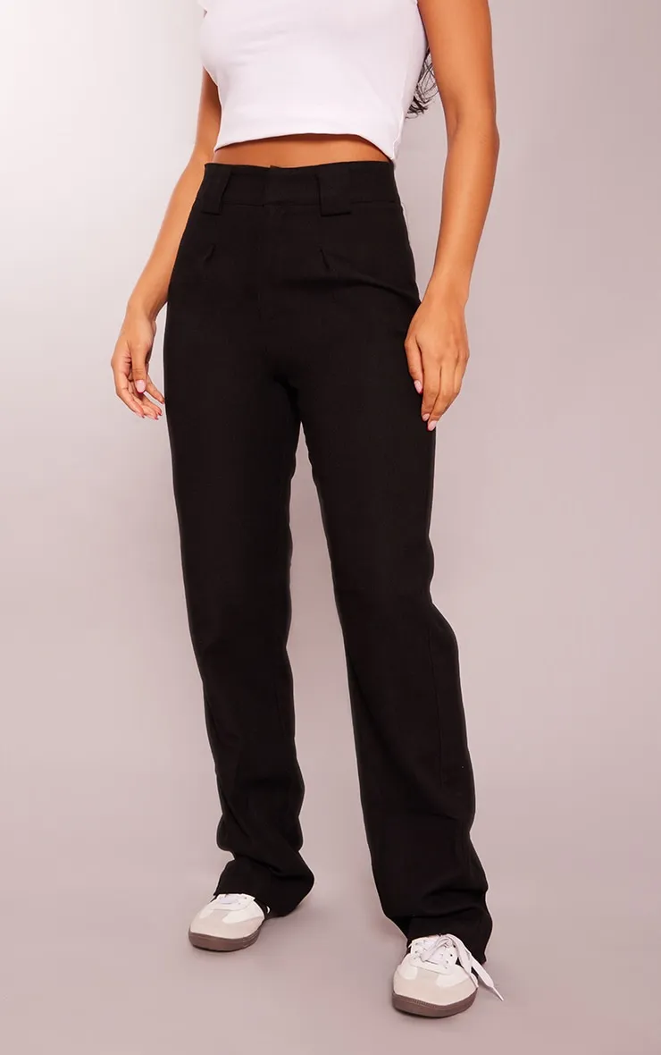 Pantalon en maille sergée mélangée deluxe noire à plis