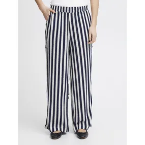 Pantalon fluide rayé marrakech bleu marine femme - Ichi | wimod