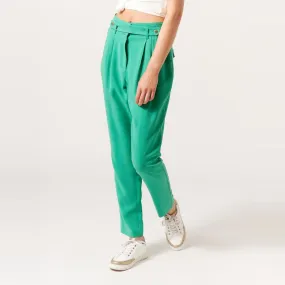 Pantalon fluide taille haute vert | 3 Suisses