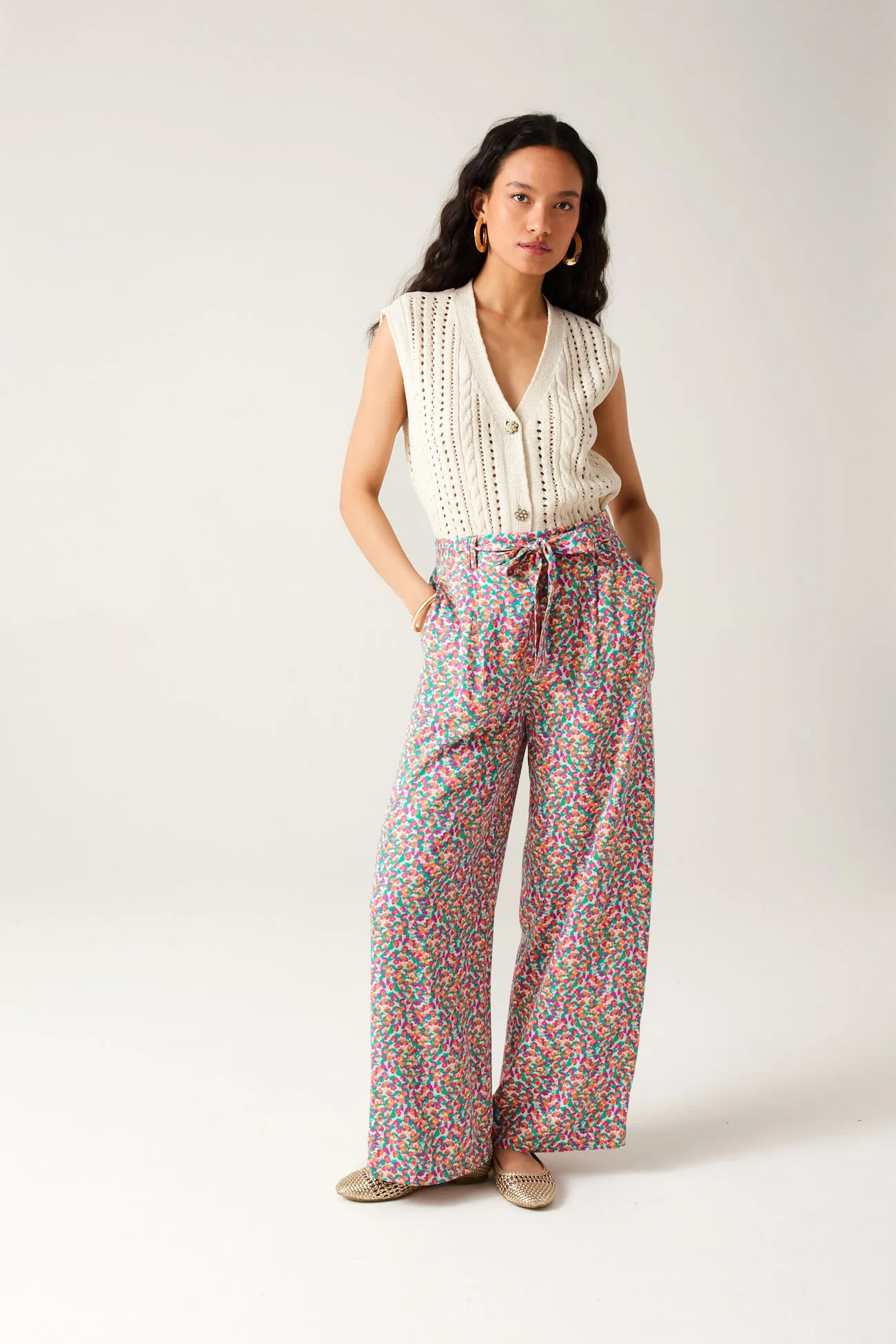 Pantalon large et fluide Femme - Imprimé rouge