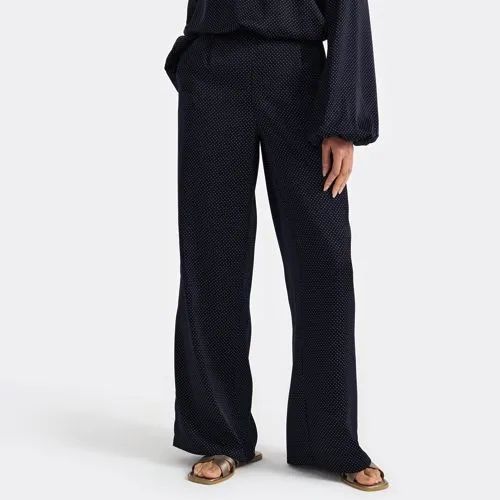 Pantalon Large Fluide en Satin Stretch, Femme Stature Standard