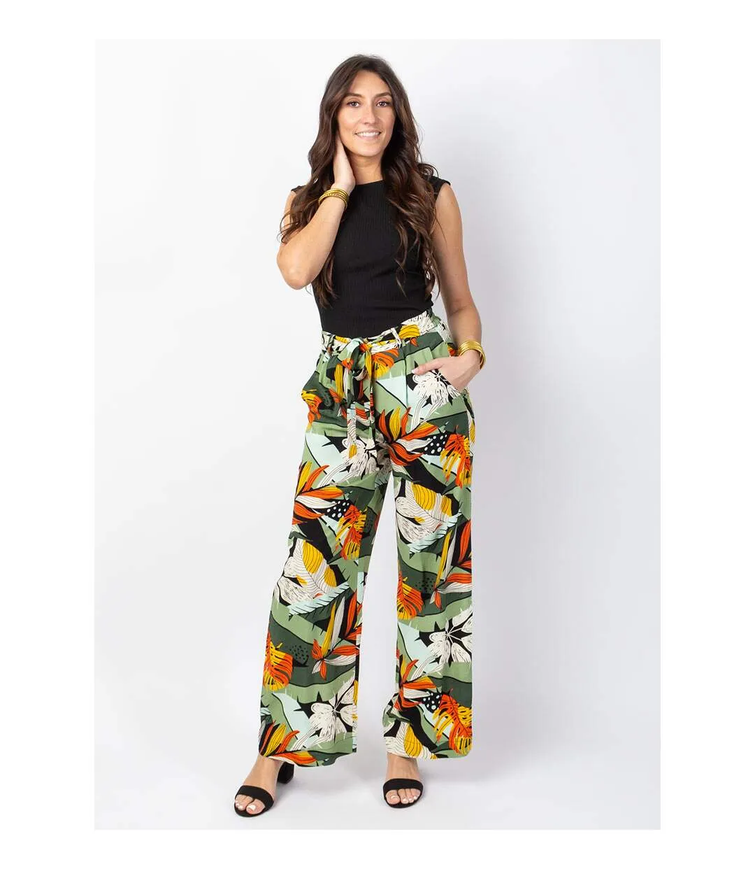 Pantalon large fluide MELODY taille élastiquée Coton Du Monde